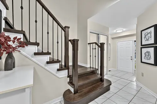 Entryway and refinished staircase