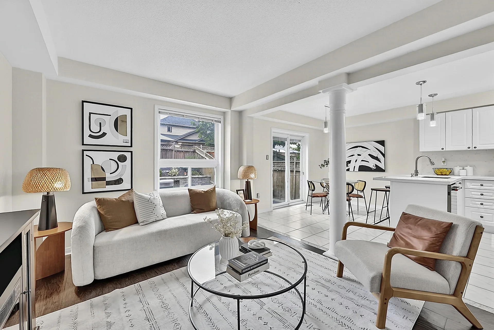 Bright living space at Michael’s listing, 17 Holman Court in Whitby